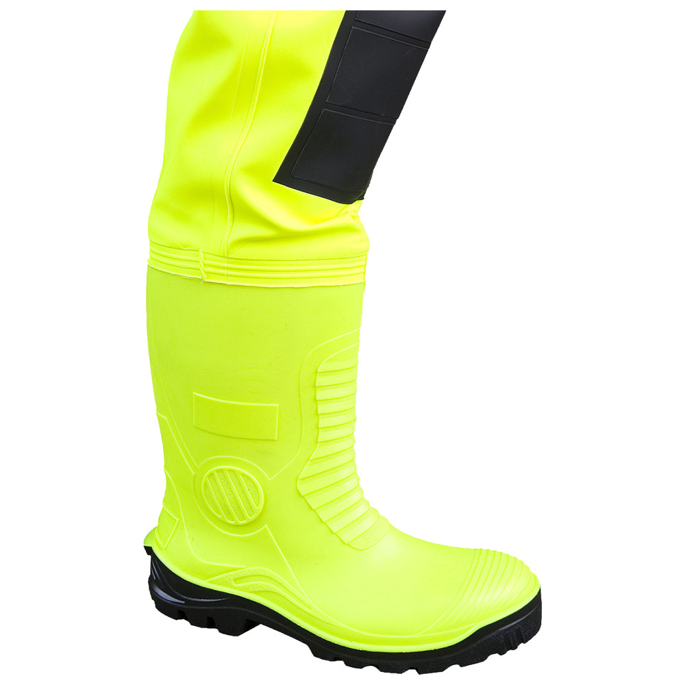Dönges Wathose Hi-Vis mit S5 Sicherheitsstiefel