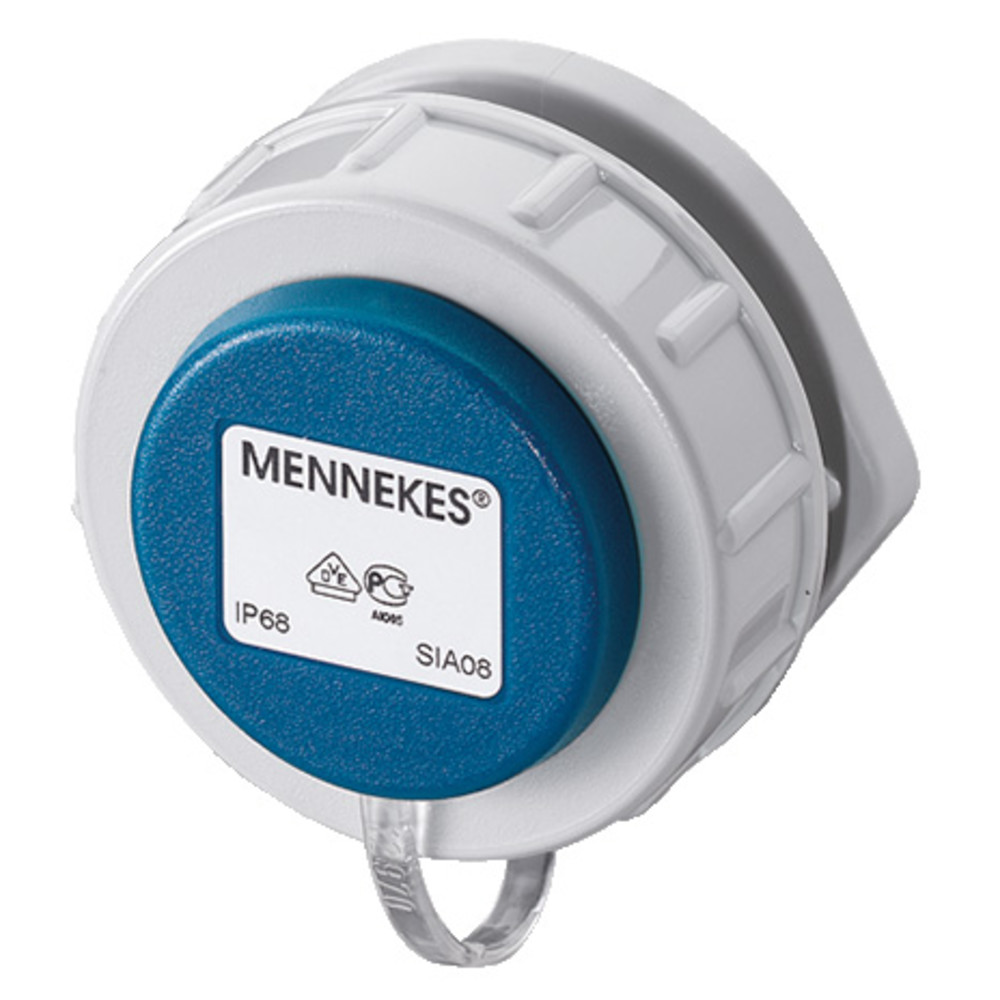 MENNEKES Schuko Anbausteckdose, IP68, blau/grau, ovaler Flansch